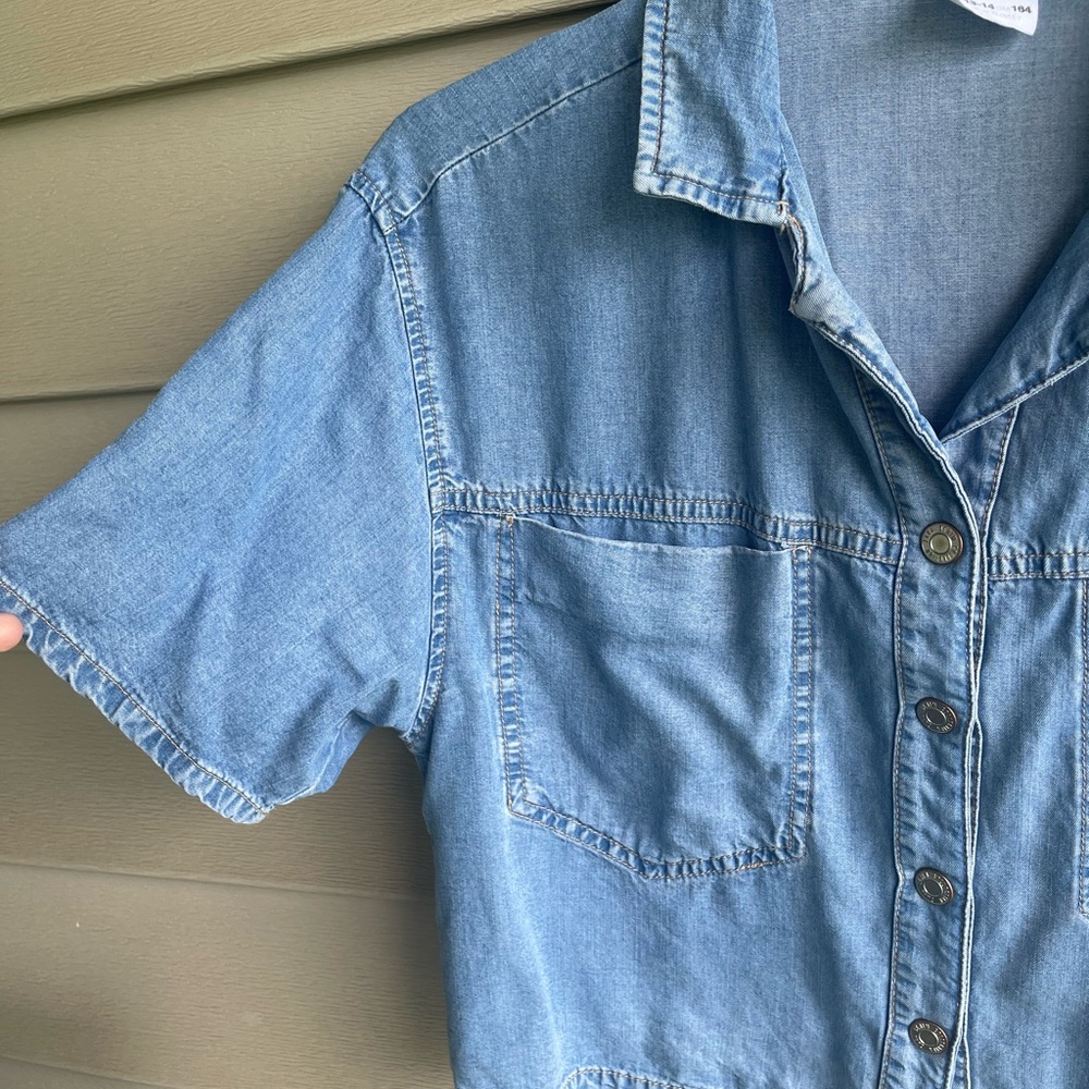 Zara Light Blue Denim Shirt - Picture 3 of 9